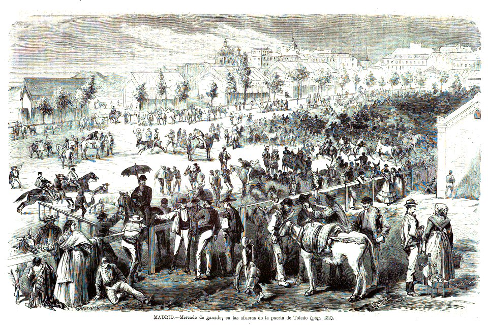 1872-07-16, La Ilustración Española y Americana, Madrid, Mercado de ganado, en las afueras de la puerta de Toledo