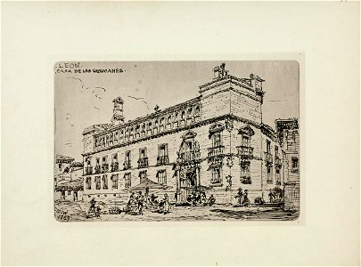 1872, An architect's note-book in Spain, principally illustrating the domestic architecture of that country, plate 11, León, Exterior of the Casa de los Gusmanes