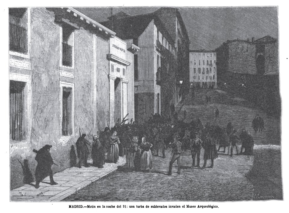 1872-12-24, La Ilustración Española y Americana, Madrid, Motín en la noche del 11, una turba de sublevados invaden el Museo Arqueológico