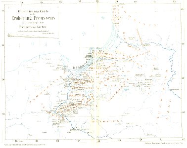Orientierungskarte zu der Eroberung Preussens durch die Deutschen