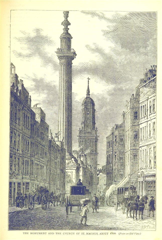 ONL (1887) 1.571 - The Monument and the Church of St Magnus, about 1800
