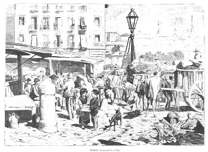 1872-09-01, La Ilustración Española y Americana, Madrid, La plazuela de la Paja, Pellicer. Free illustration for personal and commercial use.