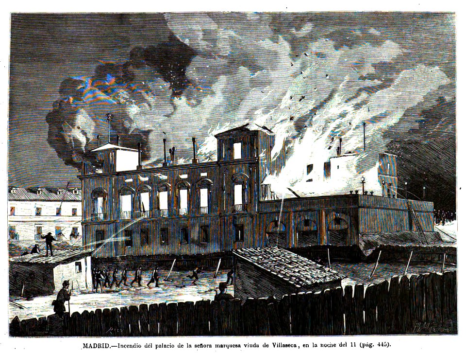 1872-07-24, La Ilustración Española y Americana, Madrid, Incendio del palacio de la señora marquesa viuda de Villaseca, en la noche del 11