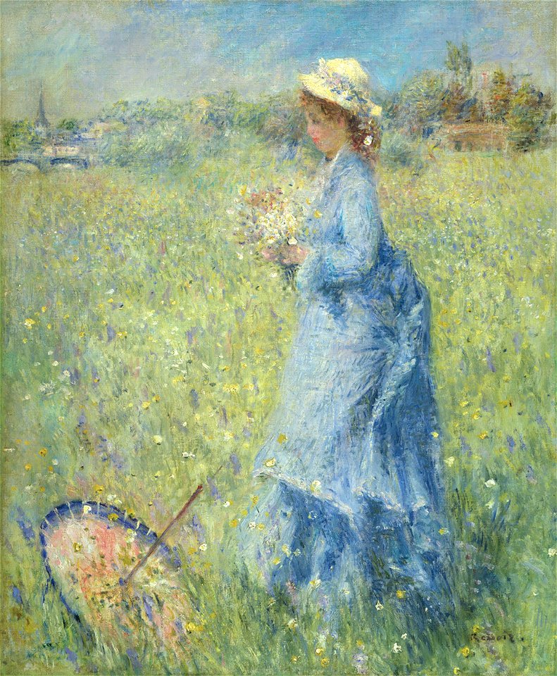 Femme cueillant des Fleurs by Pierre-Auguste Renoir, c1874, oil on canvas