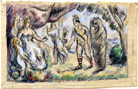 1875, Cézanne, Aeneas Meeting Dido at Carthage. Free illustration for personal and commercial use.