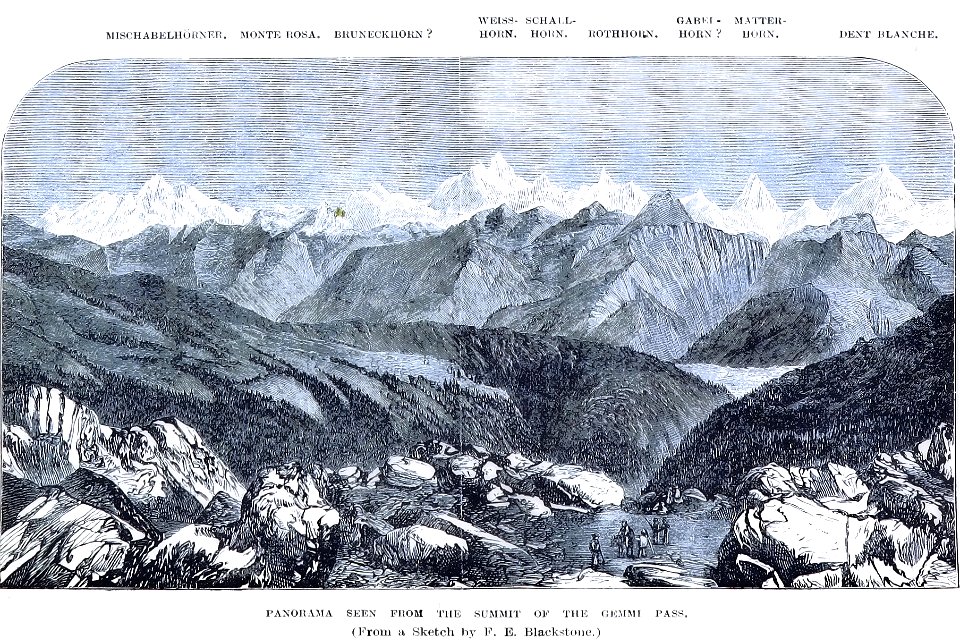 Panorama seen from the summit of the Gemmi Pass 1876