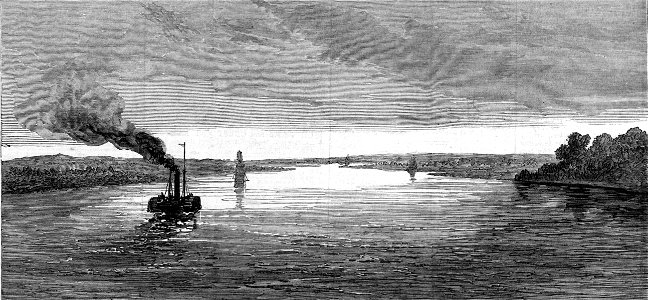 1877 - On the Danube near Braila. Free illustration for personal and commercial use.