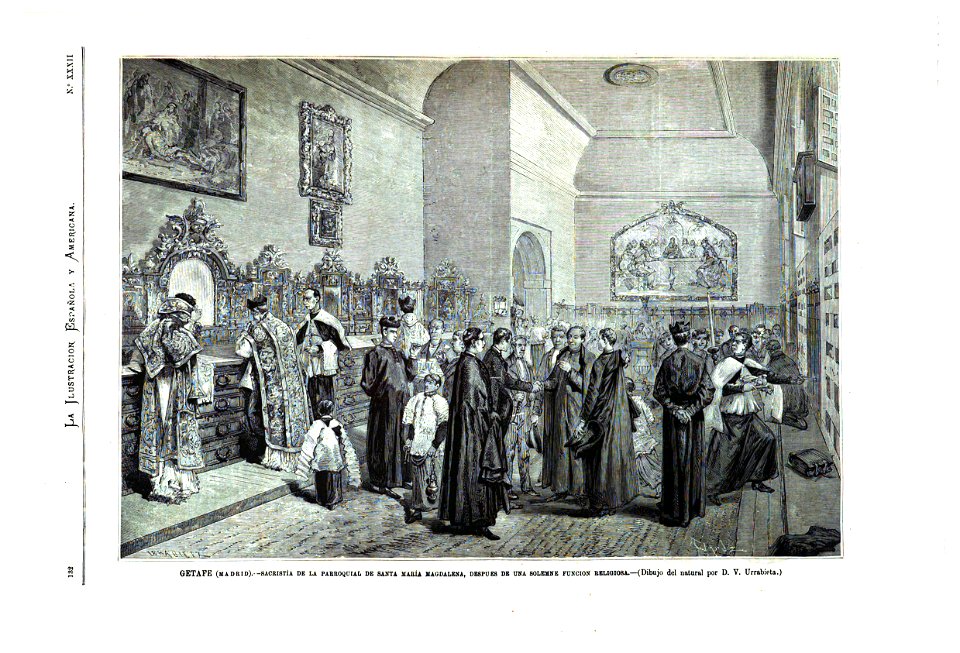 1876-08-30, La Ilustración Española y Americana, Getafe (Madrid), Sacristía de la parroquial de Santa María Magdalena, después de una solemne función religiosa