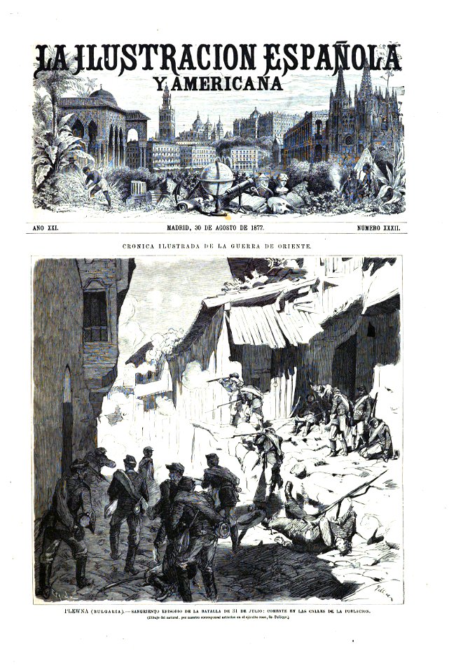 1877-08-30, La Ilustración Española y Americana, Plewna (Bulgaria), Sangriendo episodio de la batalla del 31 de julio, Combate en las calles de la población