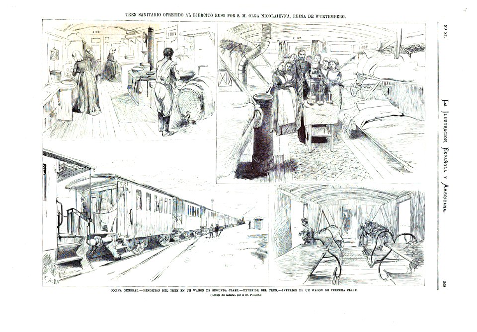 1877-10-30, La Ilustración Española y Americana, Tren sanitario ofrecido al ejército ruso por S. M. Olga Nicolaievna, reina de Wurtemberg