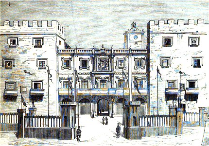 1877-08-30, La Ilustración Española y Americana, Últimos apuntes del viaje de S. M. el rey á las provincias del noroeste (cropped) Gijòn, Palacio del Sr. Marqués de San Estéban, morada de S. M. y S. A. R.