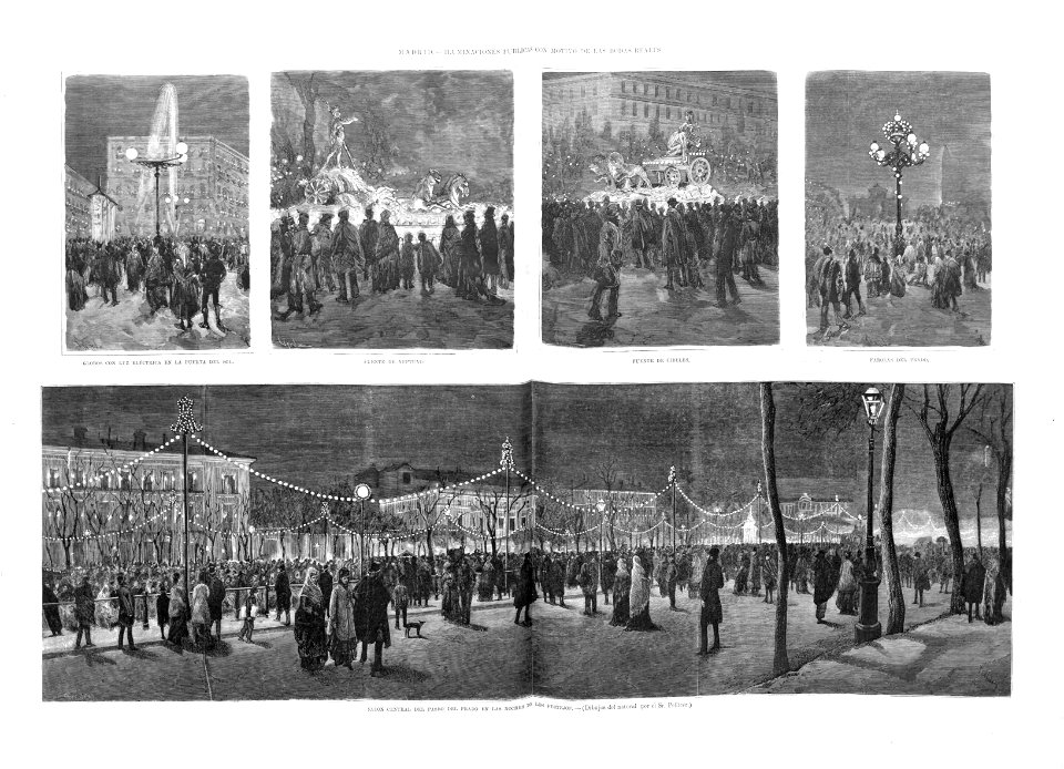 1878-01-30, La Ilustración Española y Americana, Madrid, Iluminaciones públicas con motivo de las bodas reales, Pellicer