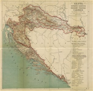 (1879) MAP OF CROATIA, SLAVONIA, DALMATIA & 'MILITÄRGRENZE' of AUSTRIAN EMPIRE