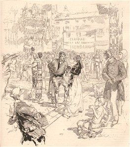 1879-11-29, Le Monde illustré, L'Estudiantina murcienne quétant dans les rues de Madrid pour les inondés, Vierge (cropped)