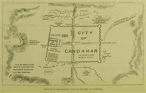 1880 map of Kandahar