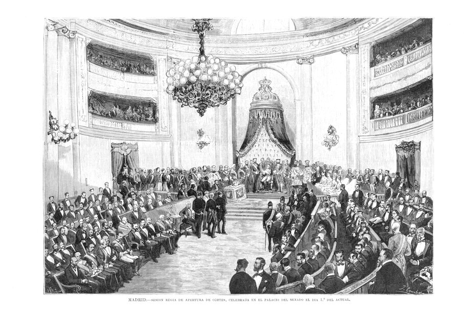 1879-07-08, La Ilustración Española y Americana, Madrid, Sesión regia de apertura de Cortes, celebrada en el Palacio del Senado el día 1.° del actual, Comba