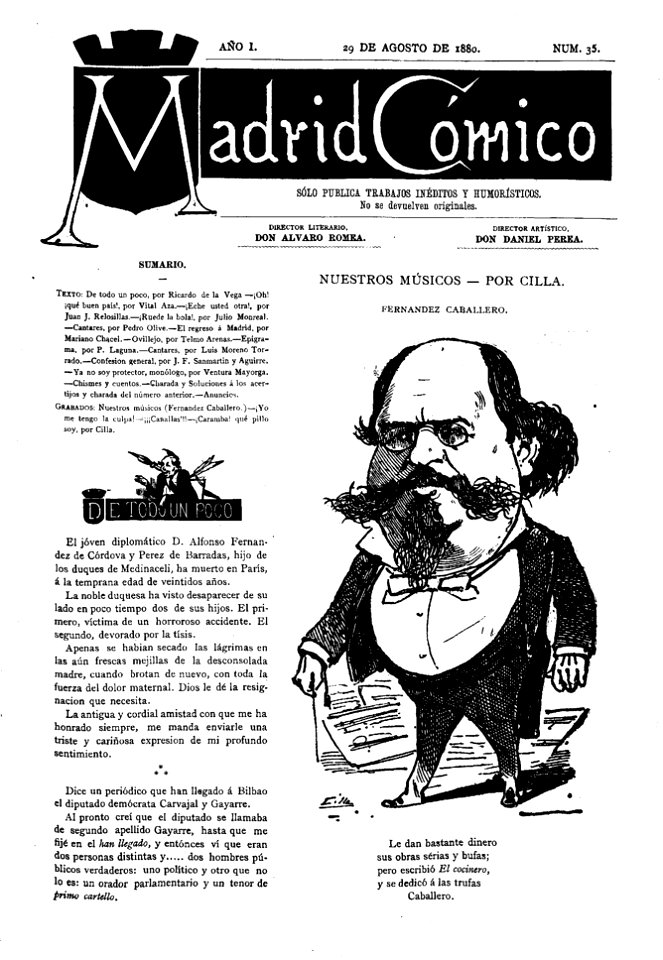 1880-08-29, Madrid Cómico, Fernández Caballero, Cilla