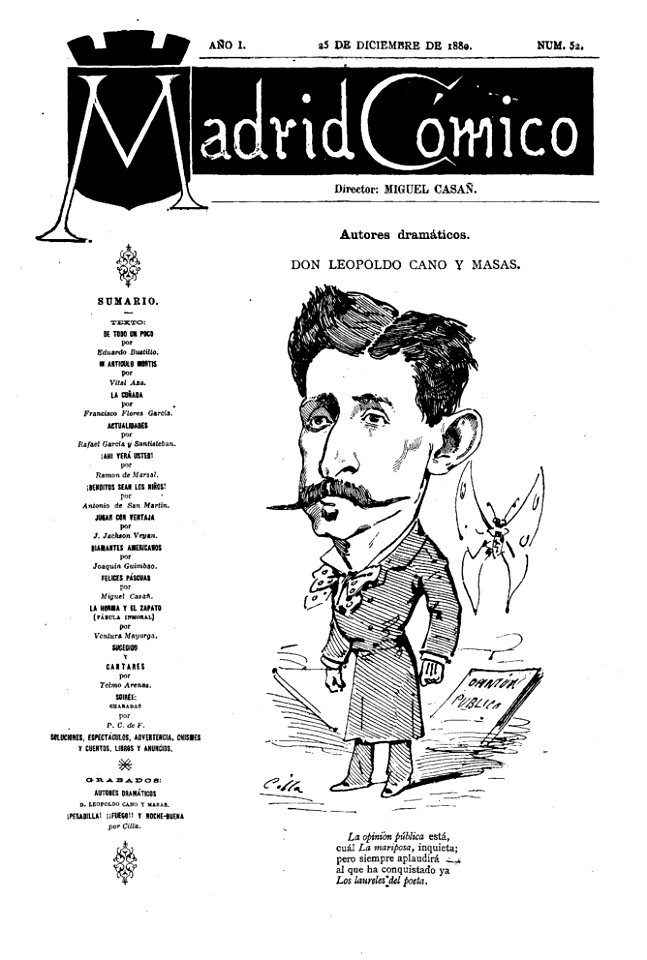 1880-12-25, Madrid Cómico, Leopoldo Cano y Masas, Cilla