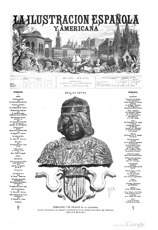 1880-12-22, La Ilustración Española y Americana, Bellas Artes