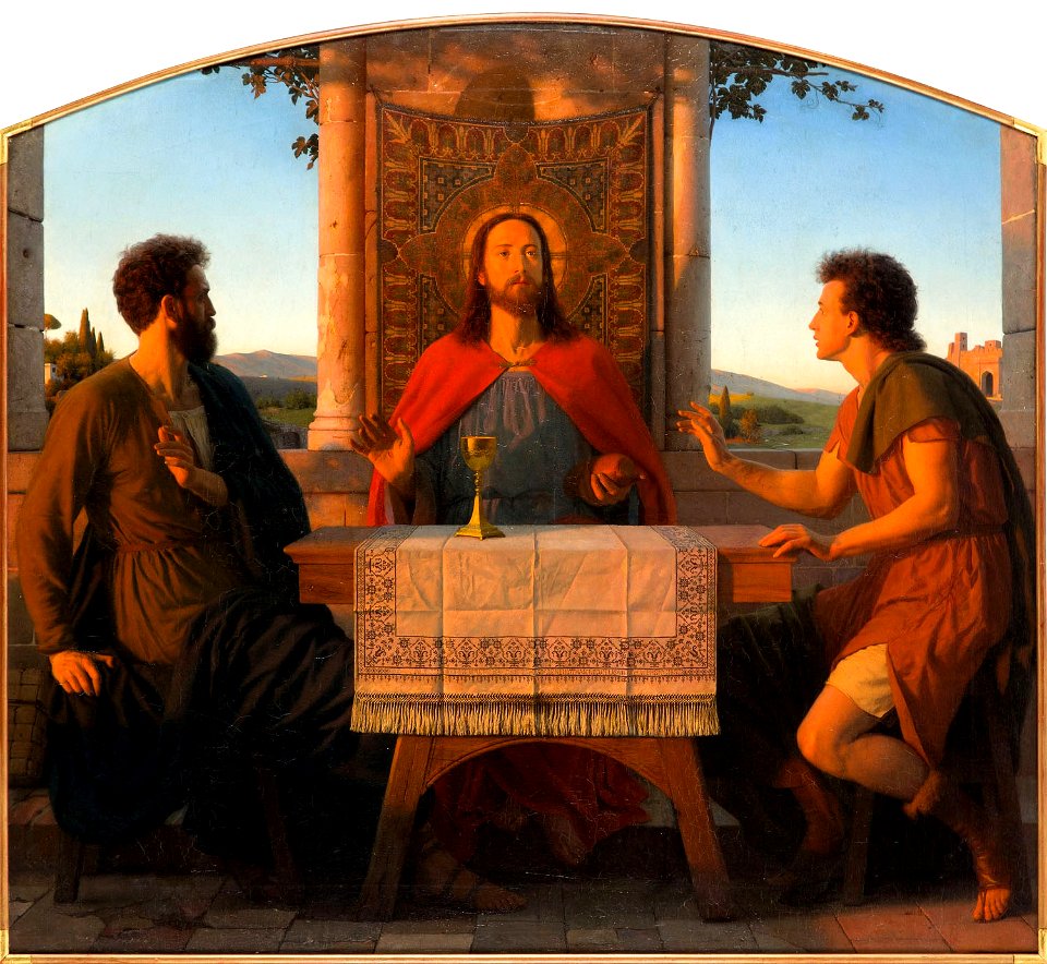 Rudolf Julius Hübner - Chrystus z uczniami w Emaus 1881