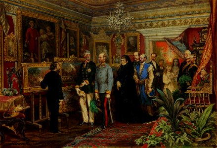 Juliusz Kossak - Wizyta cesarza Franciszka Józefa w domu Jana Matejki 1881