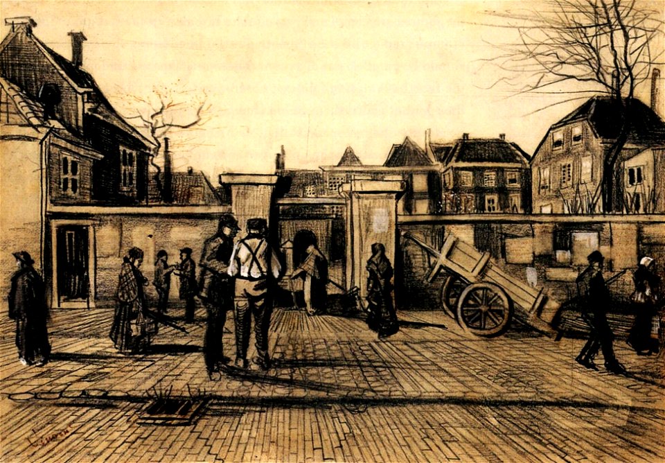 1882, Ingang van de Stadsbank van Lening te Den Haag. Vincent van Gogh