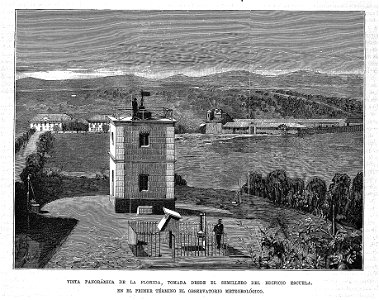 1881-08-01, El Campo, Agricultura, Jardinería y Sport, Vista panorámica de La Florida, tomada desde el semillero del edificio-escuela, en el primer término el observatorio metereológico