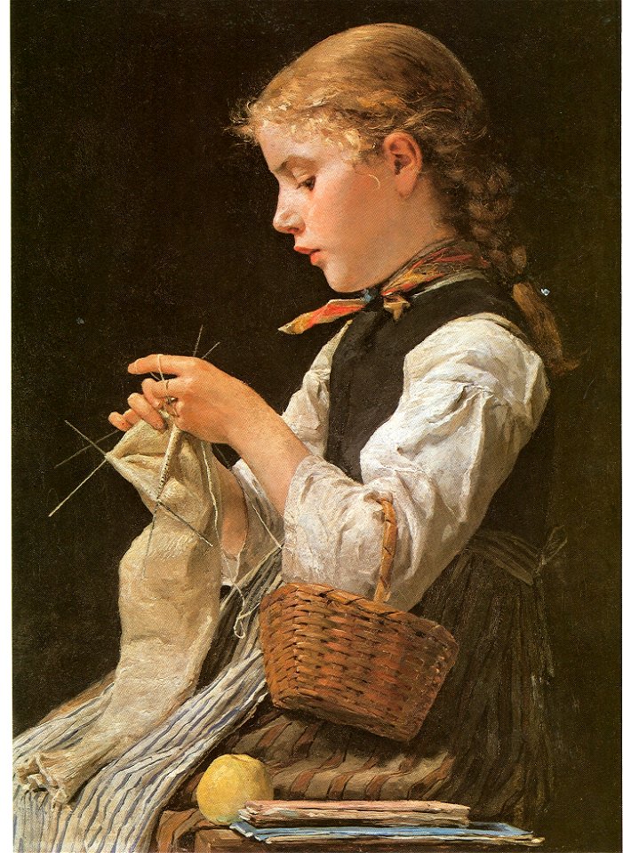 Anker Strickendes Mädchen 1884