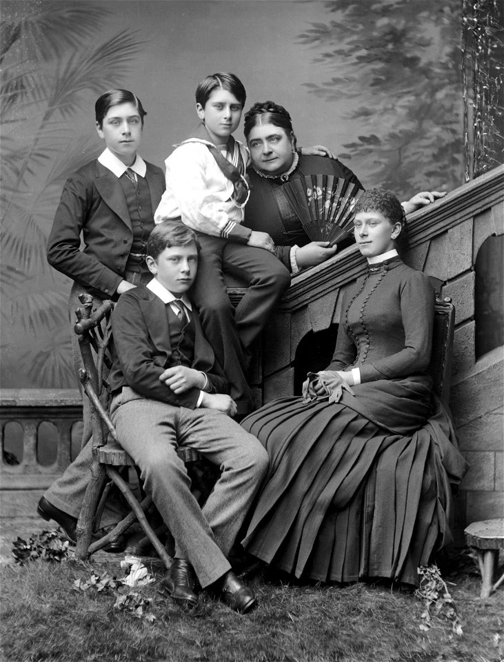 Queen Mary with her mother and brothers by Alexander Bassano
