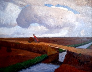 1885 Modersohn Herbstlandschaft an der Nordseeküste mit Kanal Historisches Museum Bamberg anagoria