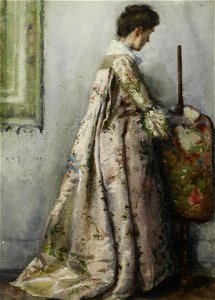 Henry Scott Tuke - The silk gown, Portrait of Maria Tuke Sainsbury