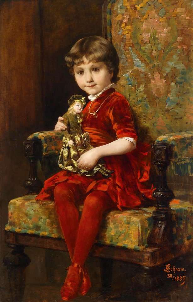 Aloys Hannes Schramm Mädchen mit Puppe 1885
