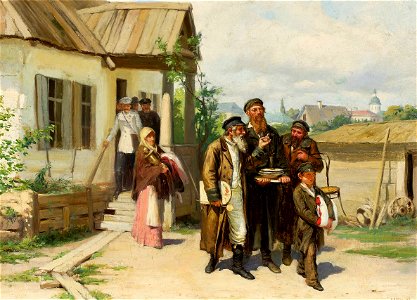 Pymonenko Jews carrying things bought at auction