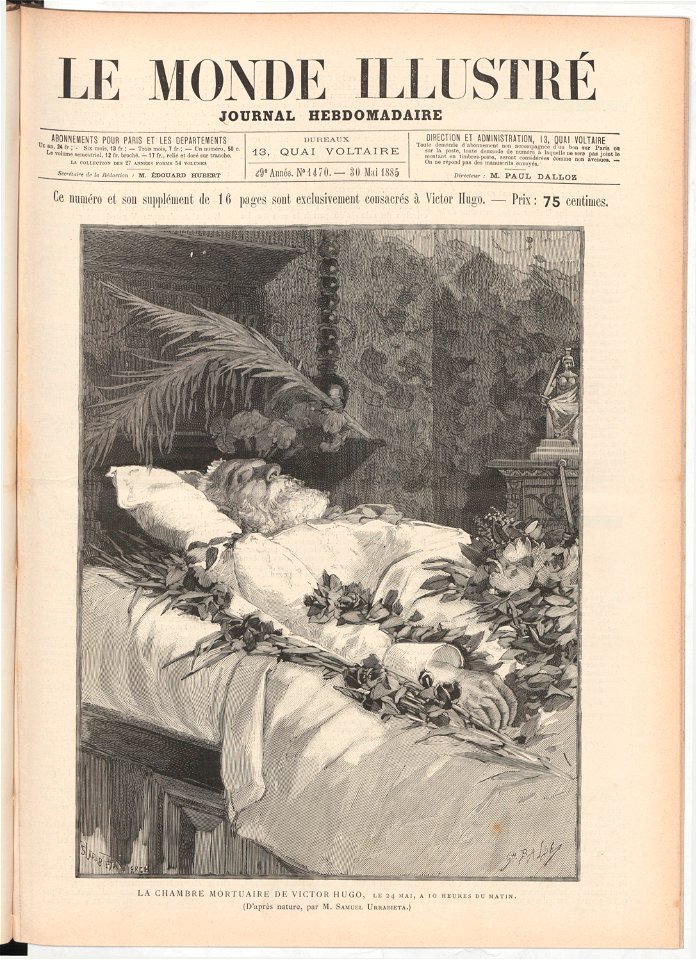 1885-05-30, Le Monde illustré, La chambre mortuaire de Victor Hugo, le 24 mai, a 10 heures du matin, Samuel Urrabieta