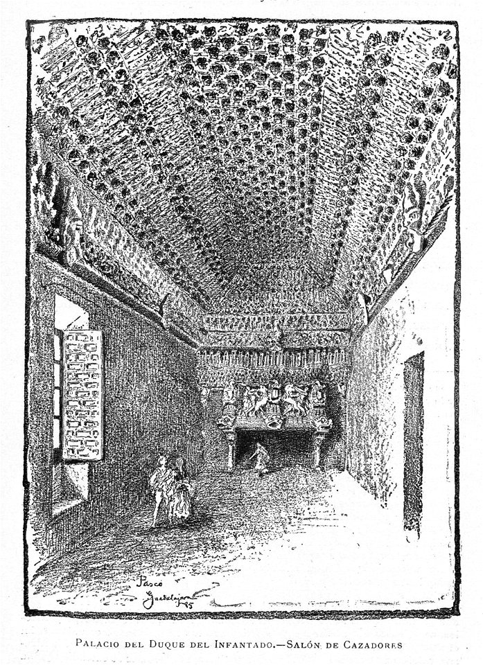 1886, España, sus monumentos y sus artes, su naturaleza e historia, Castilla La Nueva, vol 2, Palacio del Duque del Infantado, Salón de Cazadores, Guadalajara, Pascó