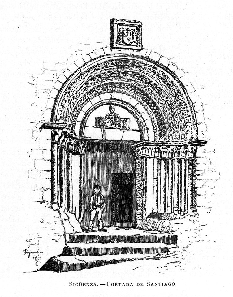 1886, España, sus monumentos y sus artes, su naturaleza e historia, Castilla La Nueva, vol 2, Portada de Santiago, Sigüenza, Pascó