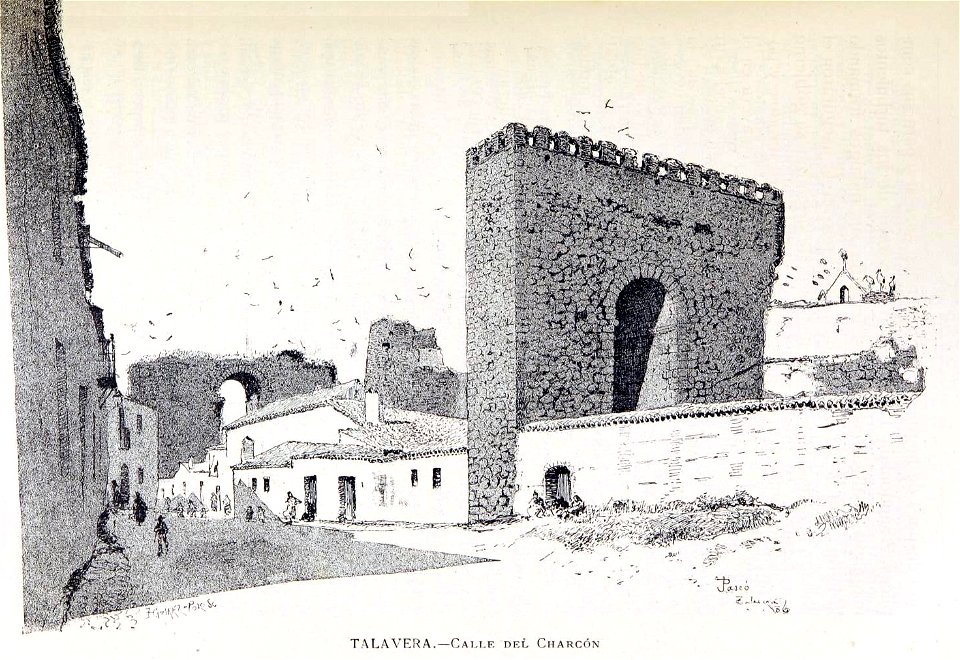 1886, España, sus monumentos y sus artes, su naturaleza e historia, Castilla La Nueva, vol 3, Calle del Charcón, Talavera, Pascó