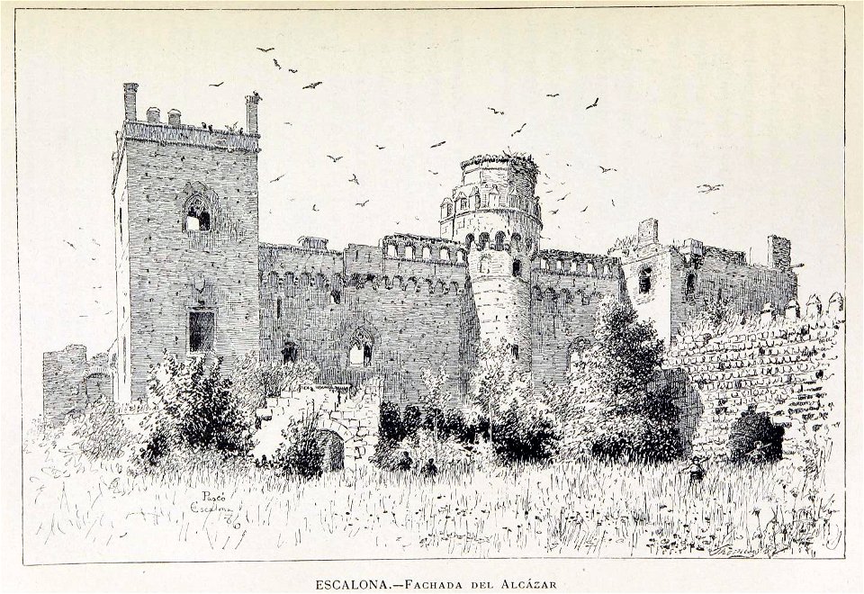 1886, España, sus monumentos y sus artes, su naturaleza e historia, Castilla La Nueva, vol 3, Fachada del alcázar, Escalona, Pascó