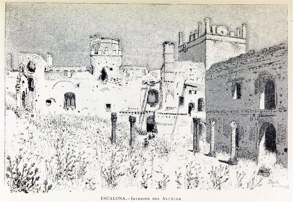 1886, España, sus monumentos y sus artes, su naturaleza e historia, Castilla La Nueva, vol 3, Interior del alcázar, Escalona, Pascó