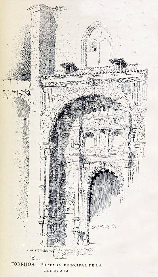 1886, España, sus monumentos y sus artes, su naturaleza e historia, Castilla La Nueva, vol 3, Portada principal de la colegiata, Torrijos, Pascó