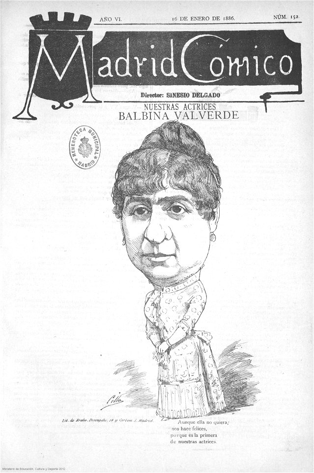 1886-01-16, Madrid Cómico, Balbina Valverde, Cilla