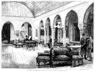 1886-05-30, La Ilustración Española y Americana, Madrid, El nuevo domicilio del Centro del Ejército y la Armada, Salón llamado La Serre para tertulia, Comba, Rico