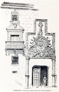 1886, España, sus monumentos y sus artes, su naturaleza e historia, Castilla La Nueva, vol 3, Portada del palacio de Altamira, Torrijos, Pascó