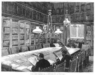 1886-05-30, La Ilustración Española y Americana, Madrid, El nuevo domicilio del Centro del Ejército y la Armada, La biblioteca, Comba, Vela