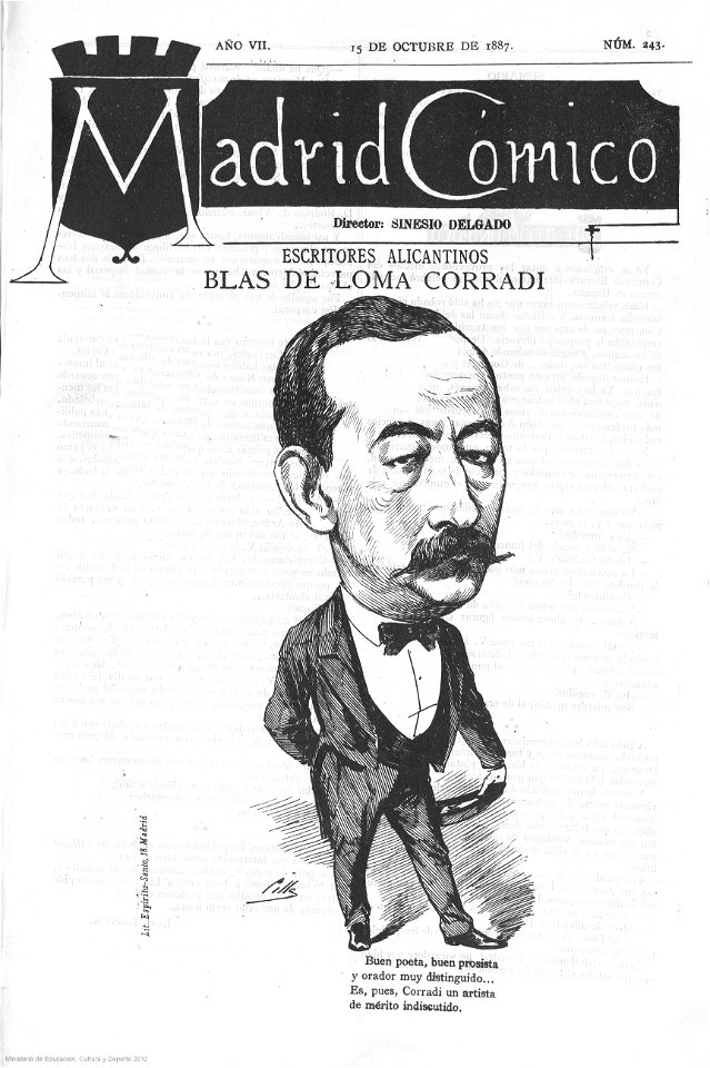 1887-10-15, Madrid Cómico, Blas de Loma Corradi, Cilla