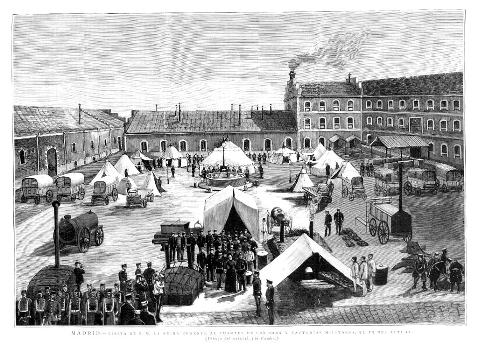 1887-01-30, La Ilustración Española y Americana, Visita de la reina regente al cuartel de los Docks y factorías militares el 19 del actual, Comba, Rico