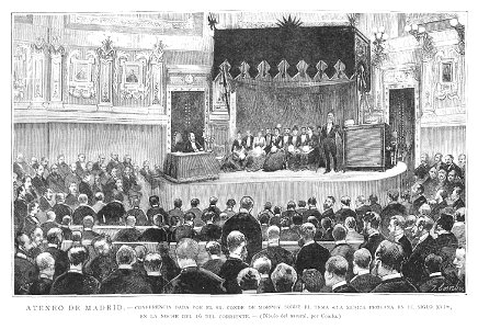 1887-03-30, La Ilustración Española y Americana, Ateneo de Madrid, Conferencia dada por el conde de Morphy, Comba, Rico