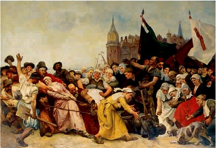 Charles Verlat - The Duke of Alva's statue dragged through the streets of Antwerp