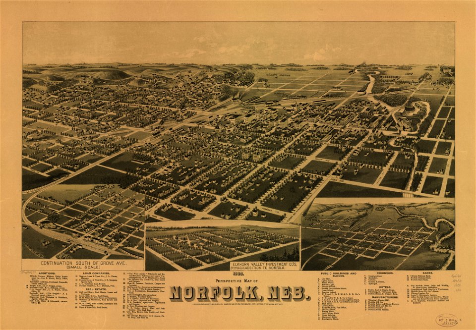 1889 perspective map of Norfolk, Neb. LOC 75694677