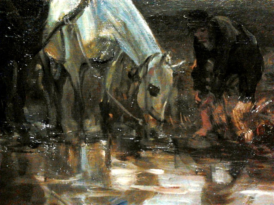 Wierusz-Kowalski Peasant carts before the puddle (detail)